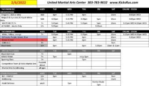 UMAC Schedule 2-6-22